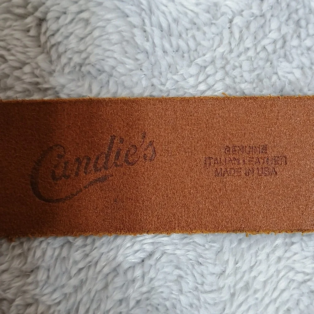 Candies Belt Womens Large Brown Leather Floral Embossed Filigree Buckle Boho